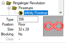 Screenshot of Ultimate Zone Builder showcasing Ringslinger Revolution's Infinity ring powerup
