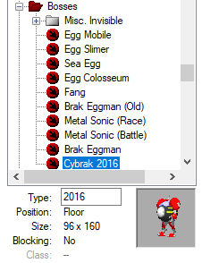 Screenshot of Ultimate Zone Builder showcasing Ringslinger Revolution's "Cybrak 2016" boss object