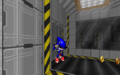 Metal Sonic falling.