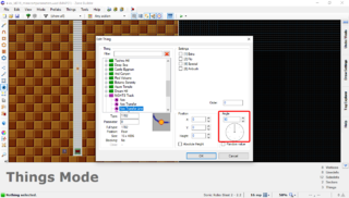 An Axis Transfer Line of Order 0 placed on the track. This Order value matches the front upper texture's X offset value of the Minecart Parameter linedef we just assigned.